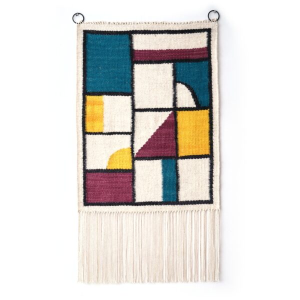 Współczesny kilim geometryczny o minimalistycznym designie.